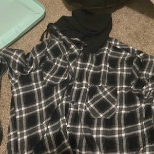 Black and white flannel hoodie